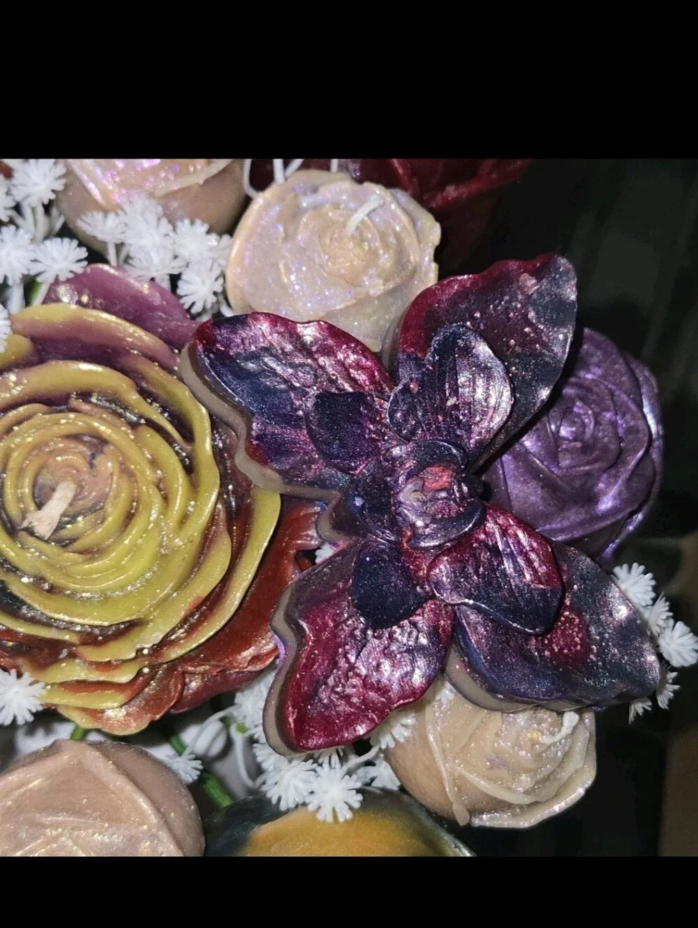 Stunning Realistic 16 Wax Rose Candles + Bonus Butterfly Bouquet Awesome Gift